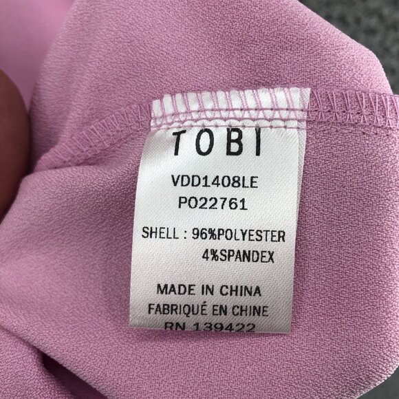 Tobi Dress Womens Small Pink Plunging V Stretch Mini Shift Short Sleeve Formal - Picture 6 of 10